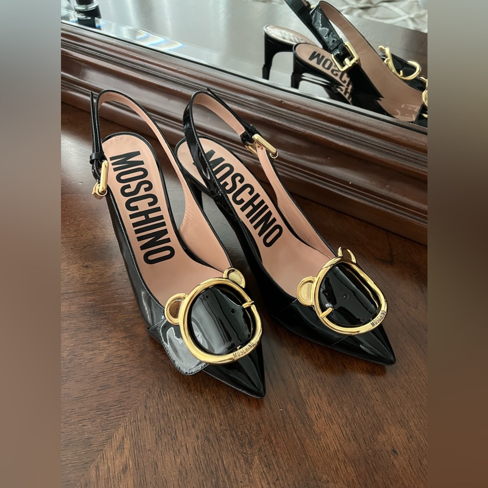 Moschino Patent Leather Slingback Pump